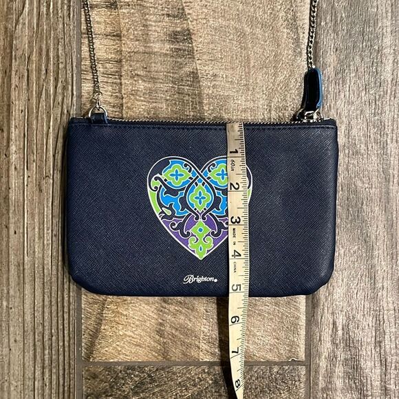Brighton Blue Heart Design crossbody w/ silver chain handle - Picture 7 of 10